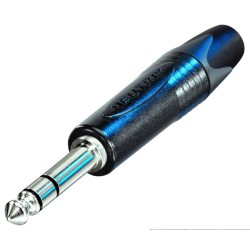 Ficha jack mono Neutrik profissional Ø 6,3 mm. Acabamento preto cromado