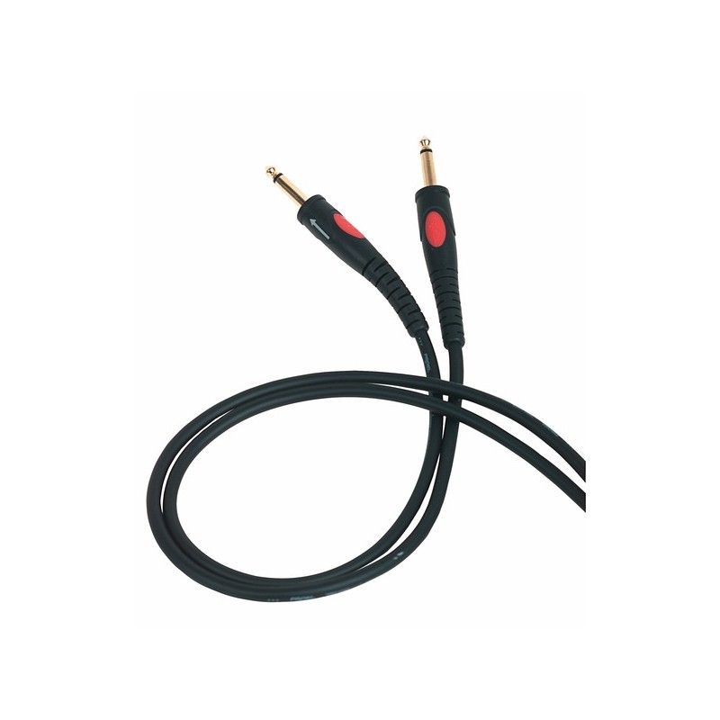 Cavo connessione strumenti musicali. Diametro esterno 6.5mm con schermo a treccia in rame rosso.