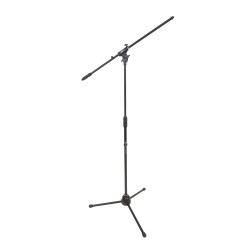 Professional boom microphone stand, featuring die-cast aluminum heavy duty tripod base and upper joint.