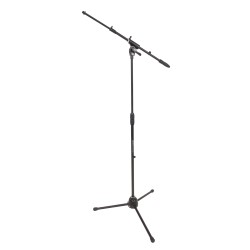 Professional telescopic boom microphone stand, featuring die-cast aluminum heavy duty tripod base and upper joint.