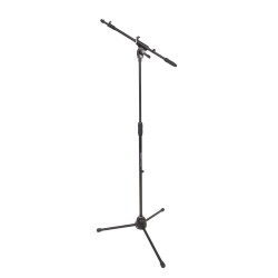 Professional telescopic boom microphone stand, featuring die-cast aluminum heavy duty tripod base and upper joint. 2