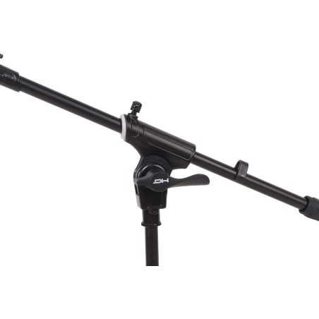 Professional telescopic boom microphone stand, featuring die-cast aluminum heavy duty tripod base and upper joint.