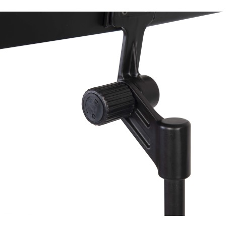 Ultra-light professional music stand with three fully collapsible sections.