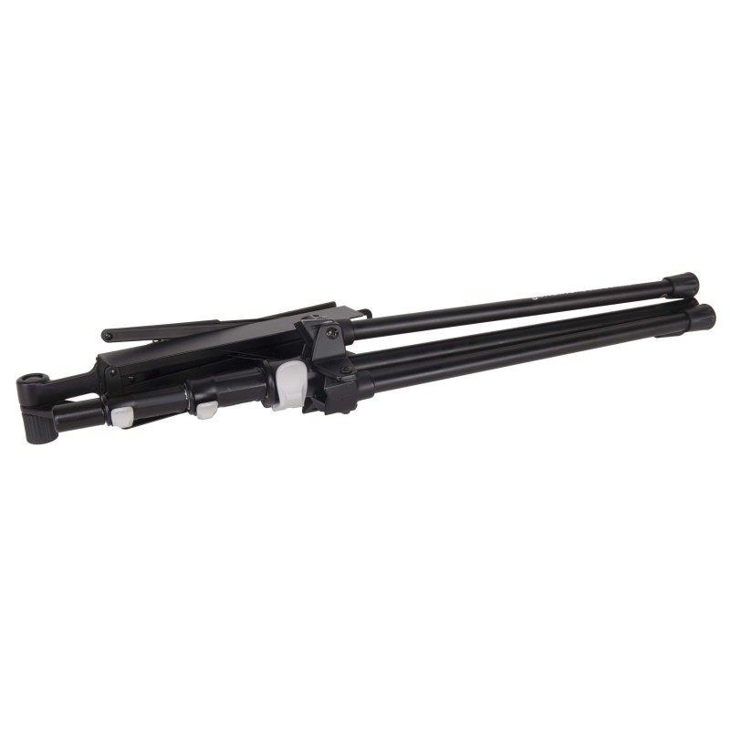 Ultra-light professional music stand with three fully collapsible sections.