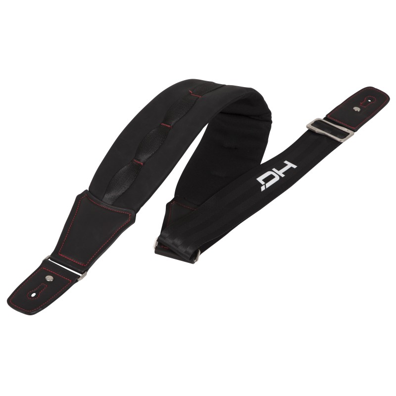 Padded and adjustable shoulder strap in Nylon, Polyester and Neoprene, in total black color.
