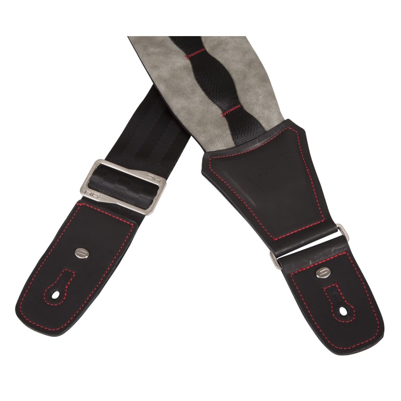 Correia de ombro almofadada e ajustável em nylon, poliéster e neopreno, em cinzento/preto.