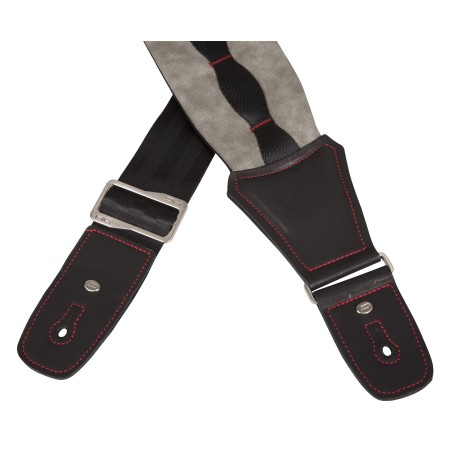 Correia de ombro almofadada e ajustável em nylon, poliéster e neopreno, em cinzento/preto.