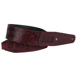Padded and adjustable shoulder strap in genuine Italian leather, Burgundy Red color.
