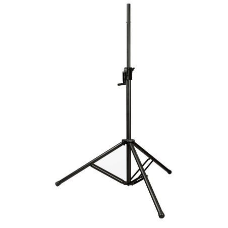 Suporte profissional ajustável em altura para altifalantes. Preto fosco.