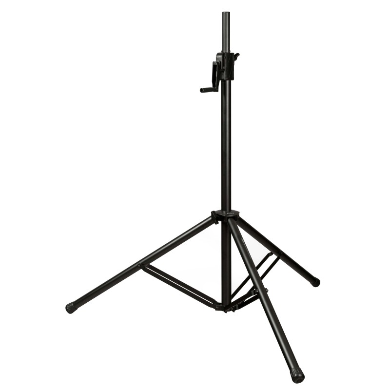 Suporte profissional ajustável em altura para altifalantes. Preto fosco.