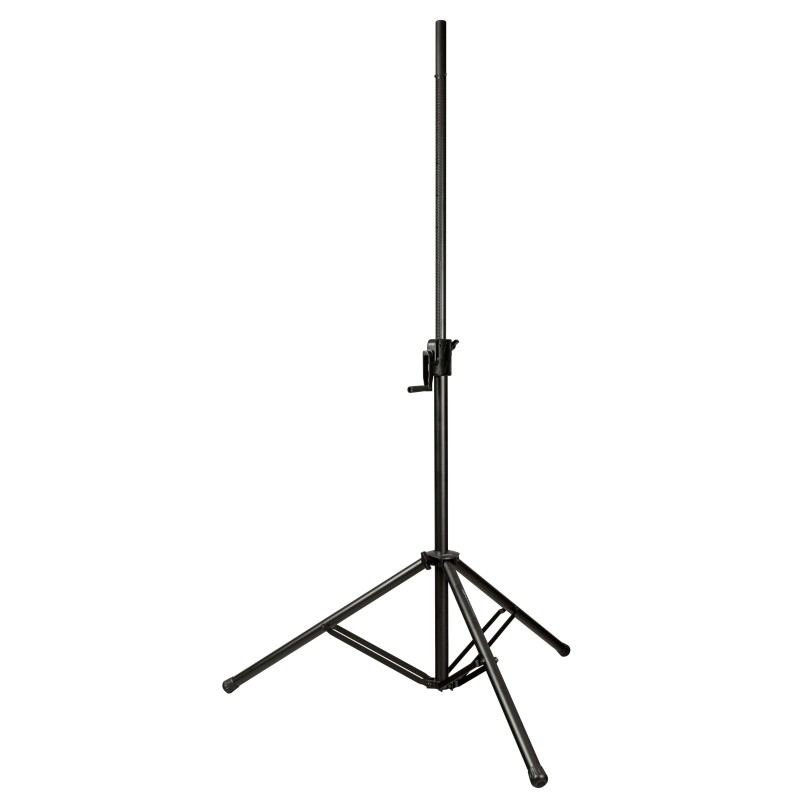 Suporte profissional ajustável em altura para altifalantes. Preto fosco.