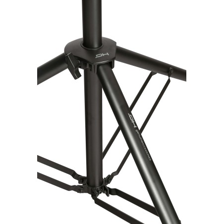 Suporte profissional ajustável em altura para altifalantes. Preto fosco.