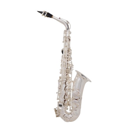 Saxofone alto mib, banhado a prata