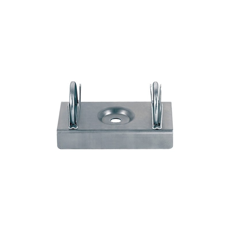 Galvanized steel truss adapter with clamps.