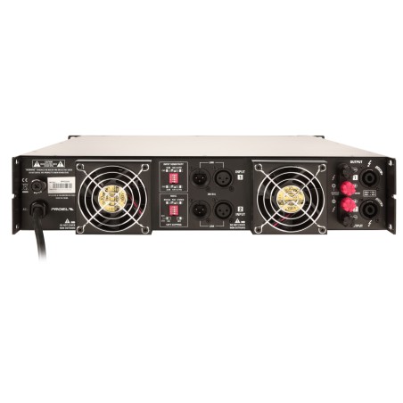 Amplificador estéreo 2 x 3000 W a 2 ohm com CLIP limiter selecionável