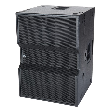 Sistema de subwoofer duplo de 15" (380 mm), rendimento muito elevado, coletor Band Pass
