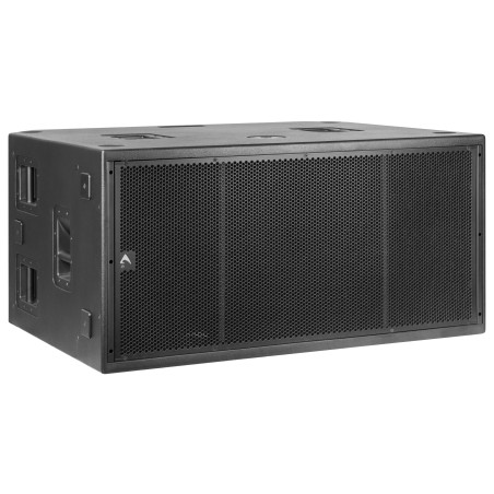 Sistema de subwoofer duplo de 18" (460 mm), rendimento muito elevado, linha de transmissão com conector, 