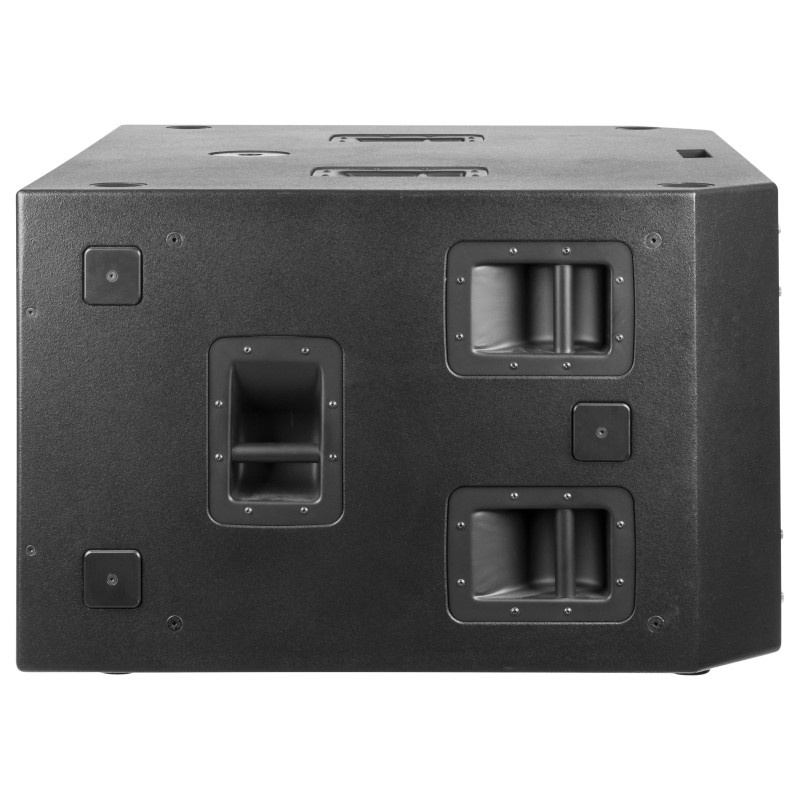 Sistema de subwoofer duplo de 18" (460 mm), rendimento muito elevado, linha de transmissão com conector, 