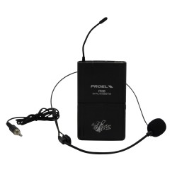 Kit con trasmetittore bodypack e microfono with headset.