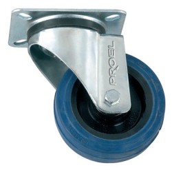 Swivel-mount caster without brake, 100 mm (3.95 in) diameter.