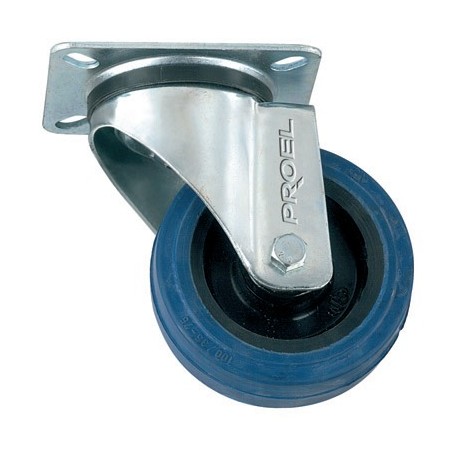 Swivel-mount caster without brake, 100 mm (3.95 in) diameter.