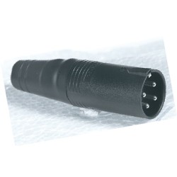 AMPHENOL series cable mount power male plug with internal screw cable clamping system and thermoplastic body, 4 poles.