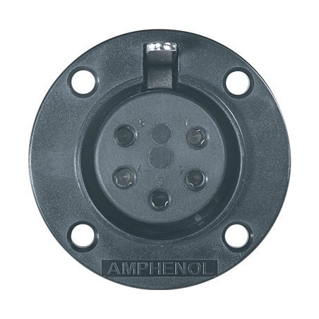 Presa da pannello di potenza serie AMPHENOL con flangia tonda in materiale termoplastico, 5 poli.
