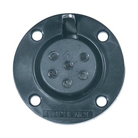 Presa da pannello di potenza serie AMPHENOL con flangia tonda in materiale termoplastico, 6 poli.