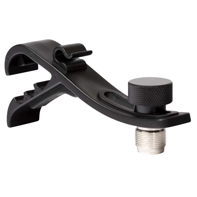 Suporte de microfone ABS com clip de fixação.