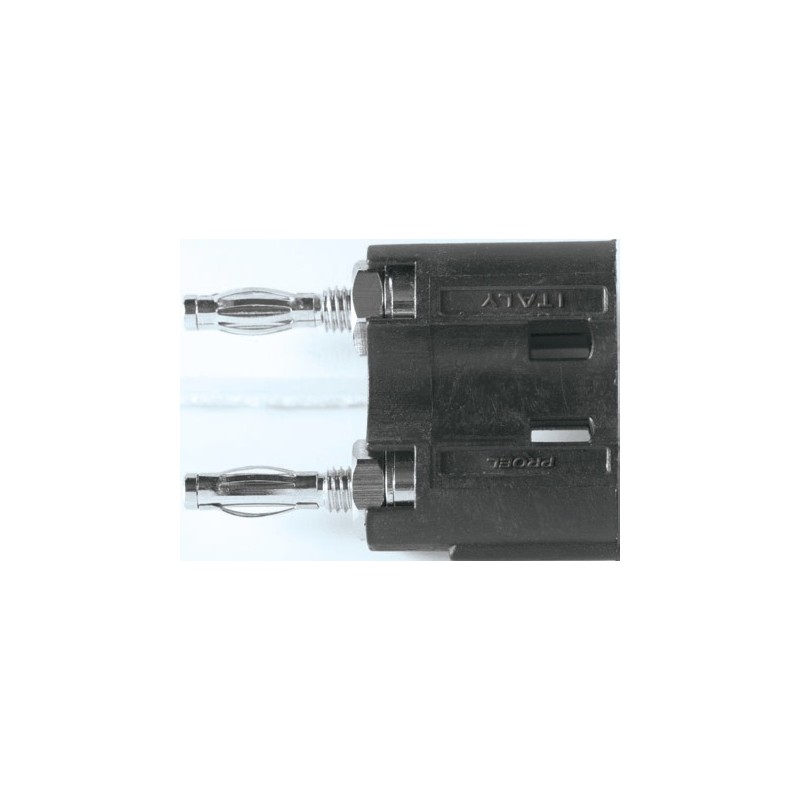 Dual banana plug with hex nut and locking washer, gold plated contacts.
