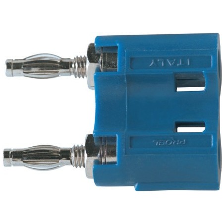 Dual banana plug with hex nut and locking washer, gold plated contacts.
