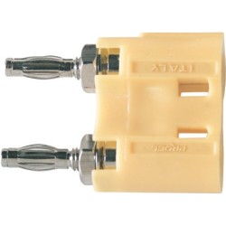 Dual banana plug with hex nut and locking washer, gold plated contacts.