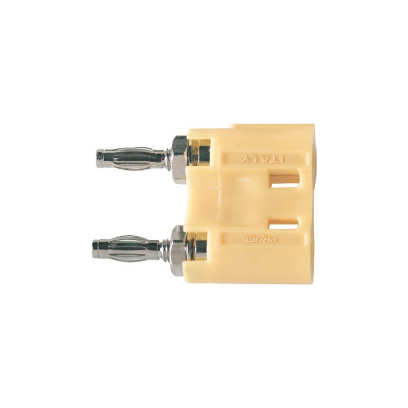 Dual banana plug with hex nut and locking washer, gold plated contacts.