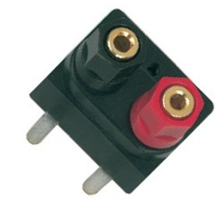 Dual panel mount Binding Post with gold plated contacts, nylon sleeves and flange - terminal screws.