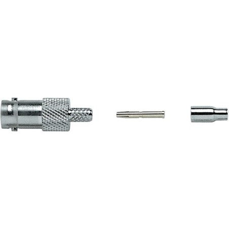 Presa volante 'BNC' 50 ohm completamente in metallo a crimpare. Per cavo RG58.
