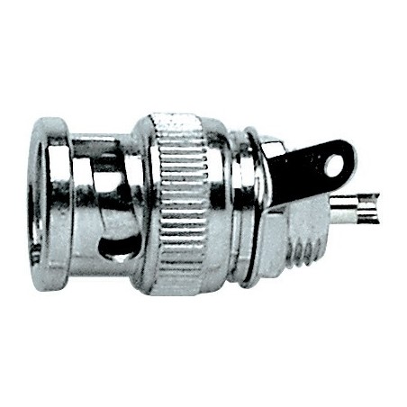 Spina da pannello a saldare 'BNC' 75 ohm completamente in metallo. Per cavo RG59.