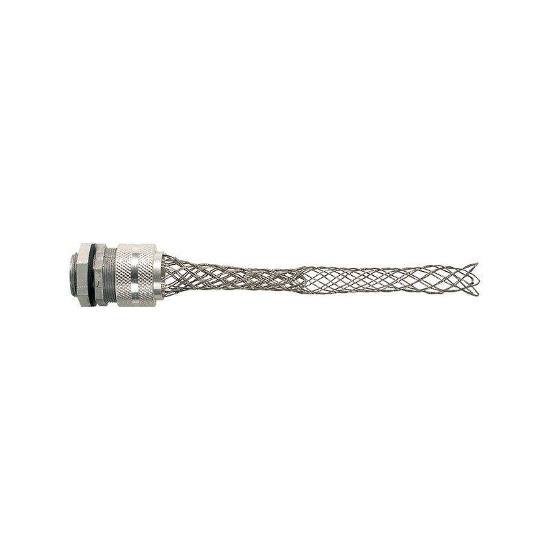 Grip in alluminio con calza nichelata in filo di acciaio ø 1mm. per diametro cavi da 17 a 19 mm.