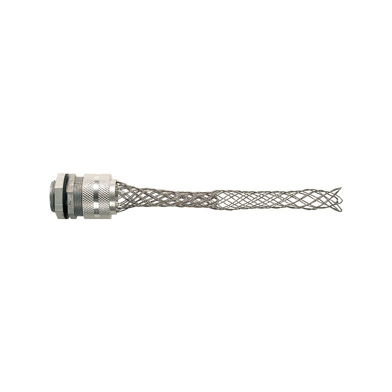 Grip in alluminio con calza nichelata in filo di acciaio ø 1mm. per diametro cavi da 21 a 25 mm.