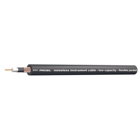 Coaxial noiseless instrument/effects cable with Ø 6.5 mm. PVC flexible overall jacket - O.F.C. (Oxygen Free Copper).