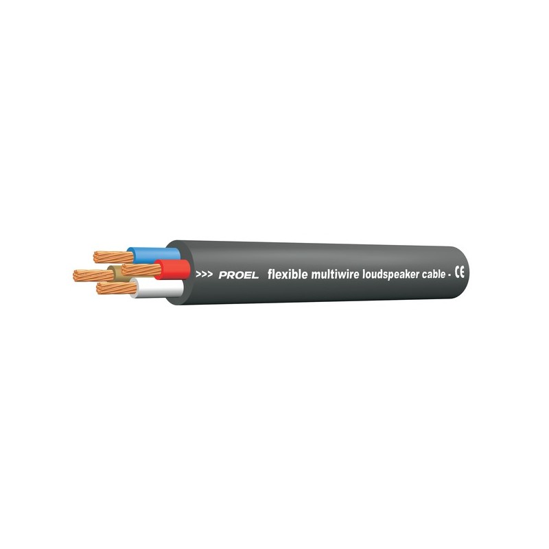 Ultra-flexible 4 twisted conductors speaker cable for passive loudspeakers