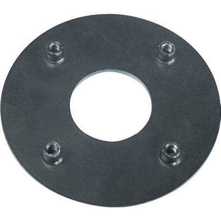 Galvanized steel counter plate with central hole Ø 41 mm., 4 solded nuts M6 and 4 holes Ø 8.5 mm. recommended for KP325 flange.