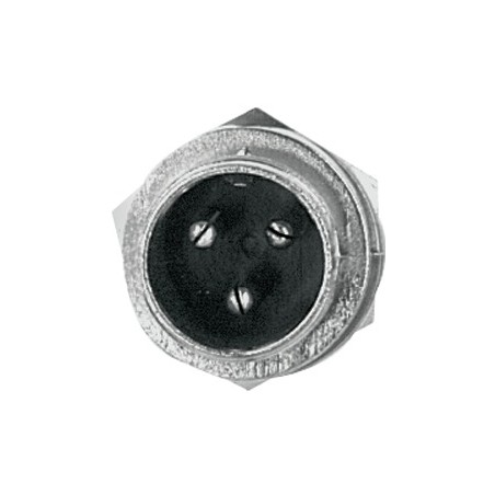 Spina micro professionale da pannello 3 poli con corpo metallico cromato filettato anteriormente.