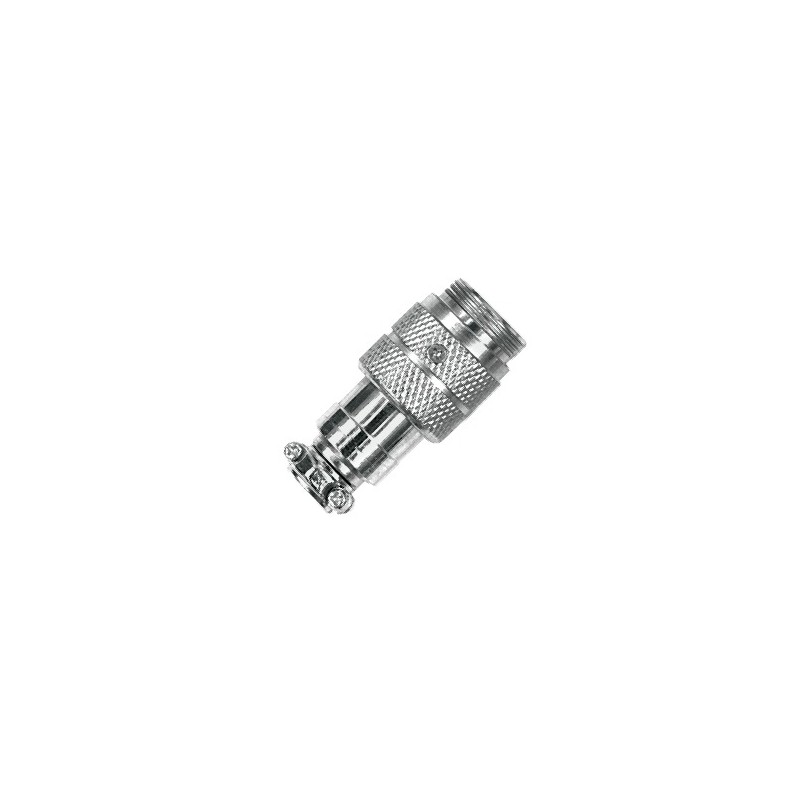 Spina micro volante professionale 3 poli con corpo metallico cromato e ghiera di aggancio filettata.