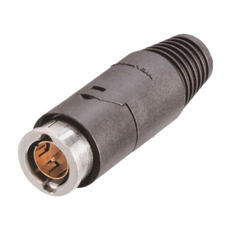 Spina volante BNC, disegno estremamente ergonomico rivestimento in gomma, sistema di bloccaggio push-pull.