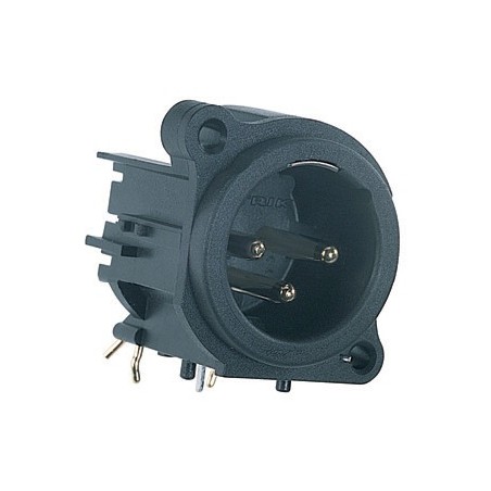 Neutrik XLR panel mount nylon male receptacle, PCB horizontal contacts, 3 poles.