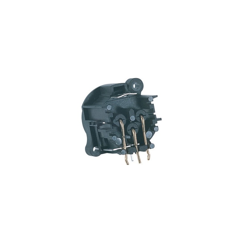 Neutrik XLR panel mount nylon male receptacle, PCB horizontal contacts, 3 poles.