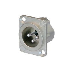 Conector XLR profissional para painel Neutrik macho com 3 polos em forma de D.