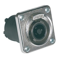 Neutrik 'SPEAKON' panel mount female receptacle with square flange and latch, air tight, 50A, 4 poles.