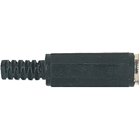 Cable mount mono jack female socket Ø 3.5 mm. with PVC sleeve and Ø 5 mm. cable spring.