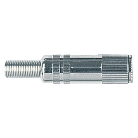 Presa volante jack mono Ø 2.5 mm. con manicotto in ottone nichelato e molla passacavo flessibile Ø 4 mm.